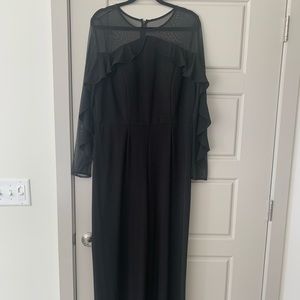 Black Mesh Ruffle Jumpsuit